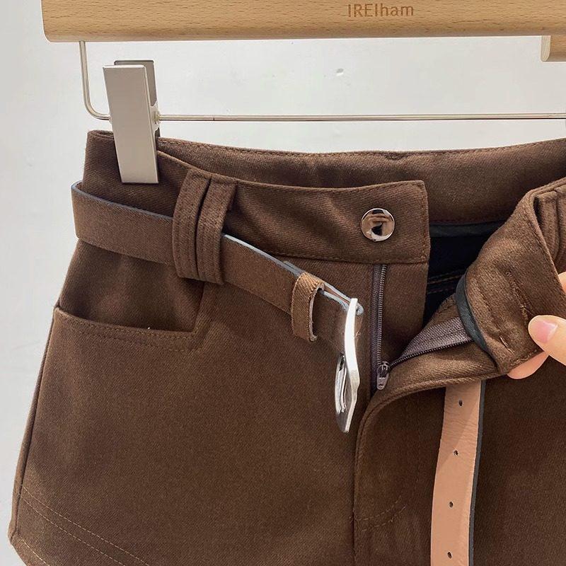 2025 Плюс Размер Низкая Талия Шерстяные Шорты-Подтяжки для Ягодиц Широкие Штанины для Полных Женщин - Американский Стиль
