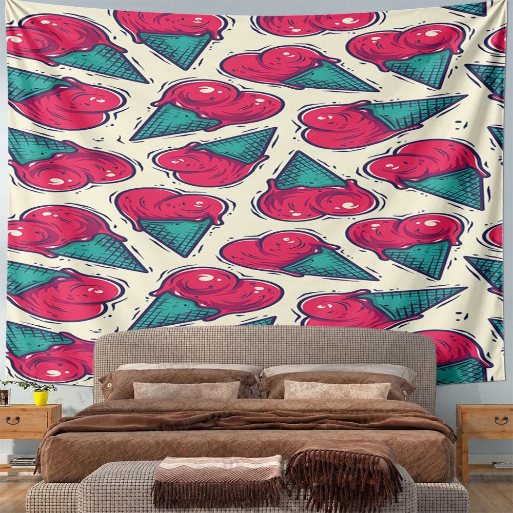 Ice Cream Cone Pattern Tapestry Design Pattern Wall Hanging Tapestry Decorative Tapestry Home Decor for Bedroom and Living Room