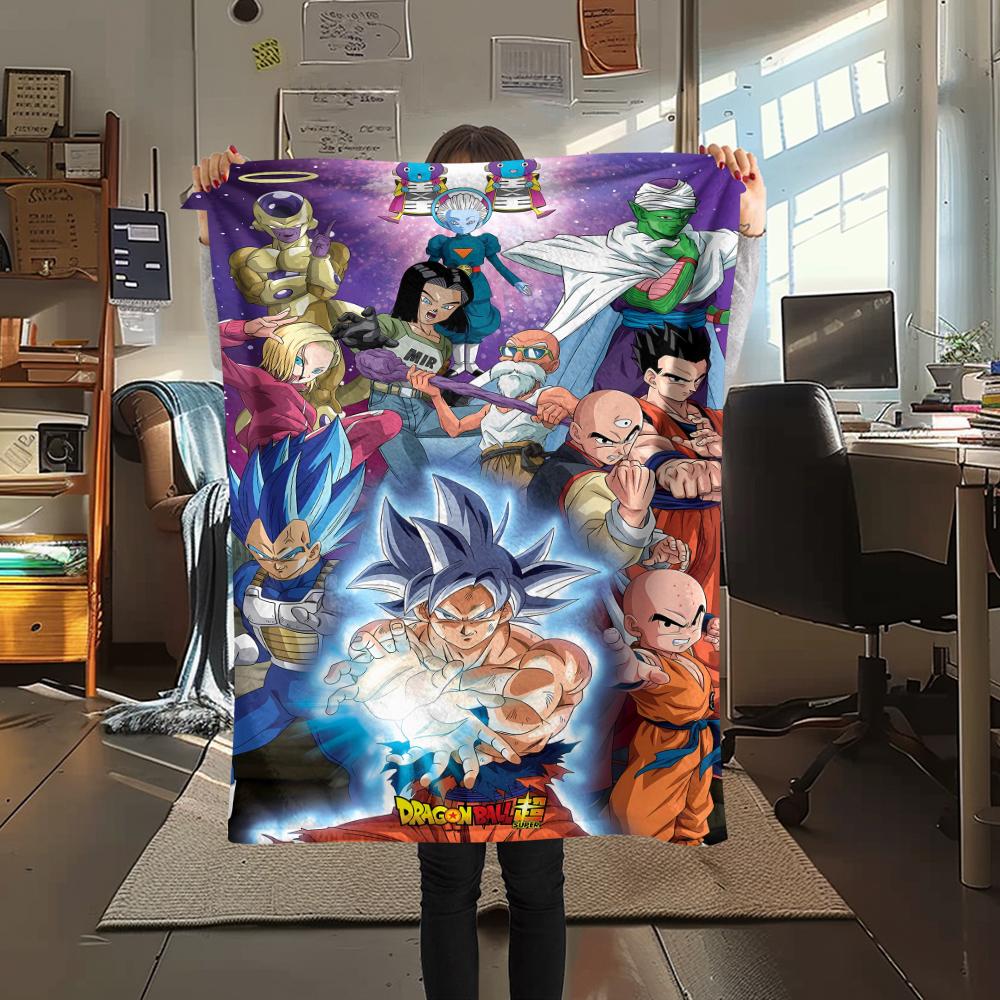 Фланелевое одеяло с принтом персонажей Dragon Ball, Высококачественное, Удобное для всех сезонов, Декор для дома, Тепло и уют, Идеально для рождественских подарков