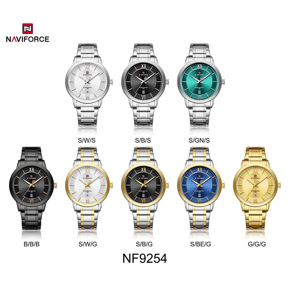 Naviforce Оригинальные простые кварцевые часы для мужчин, календарь, ремешок из нержавеющей стали, водонепроницаемость 3 АТМ, люминесцентные стрелки, деловые повседневные мужские часы NF9254