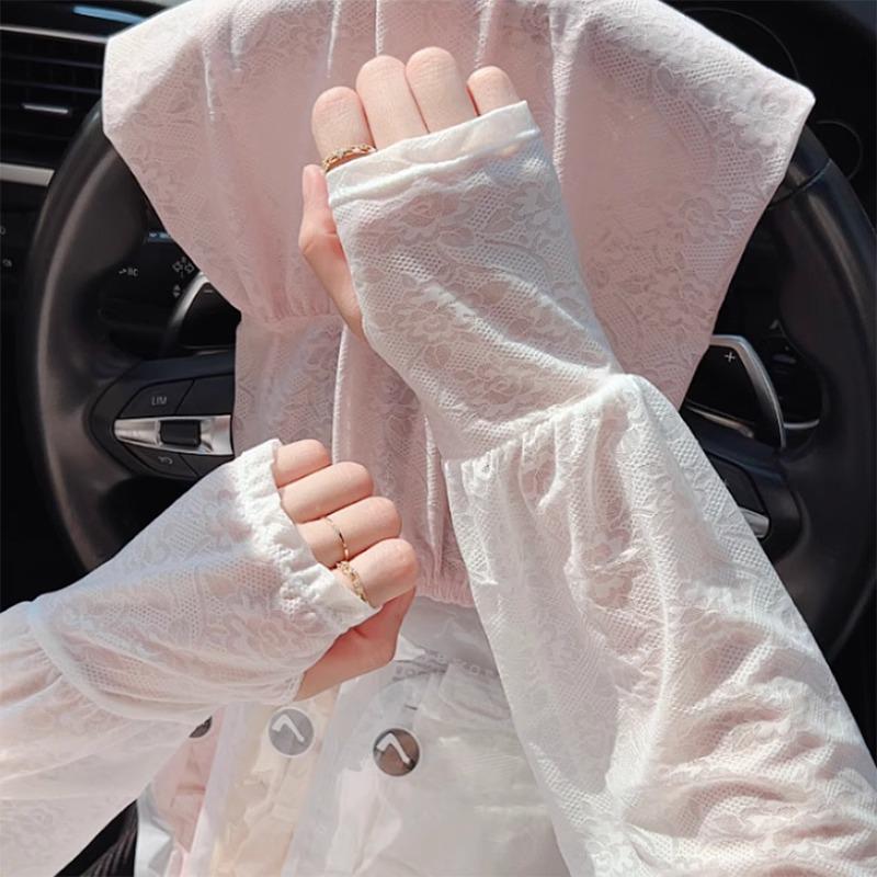Women's Breathable Ice Silk Lace Sun Protection Arm Sleeves