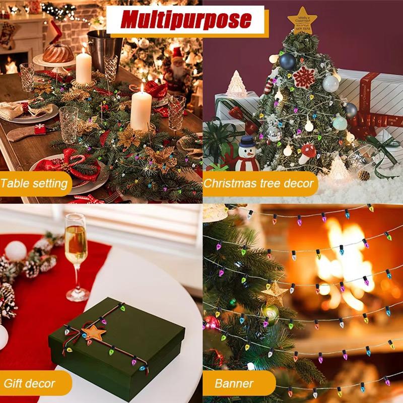 Christmas Decorations Colorful Electroplated Beads String Garland Home Xmas Tree Ornaments Nativity New Year Gift DIY Dollhouse