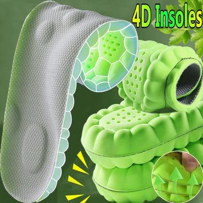 Спортивные стельки 4D для мужчин и женщин, мягкие, высокоэластичные, для беговой обуви, дезодорирующие, ортопедические, с поддержкой свода стопы, амортизирующие вставки