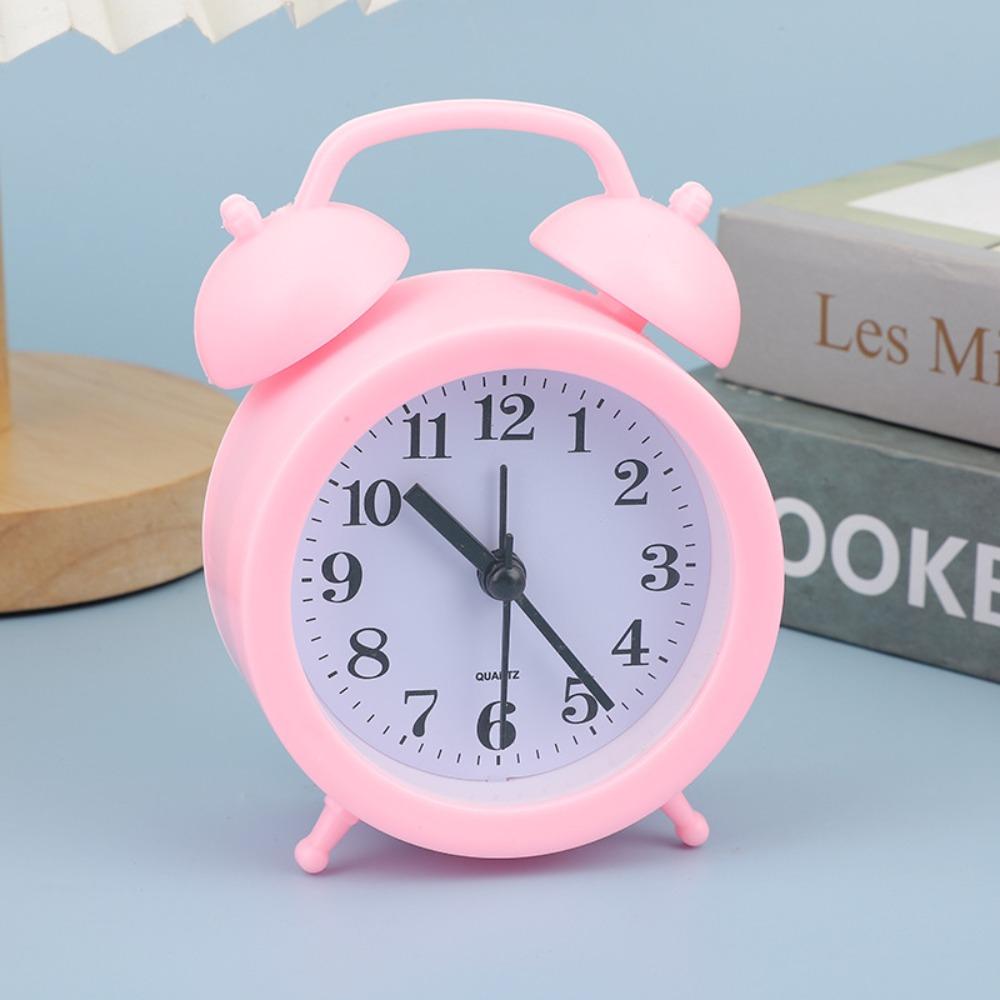 Double Bell Cartoon Alarm Plastic Bedside Clock Creative Small Alarm Clock Student