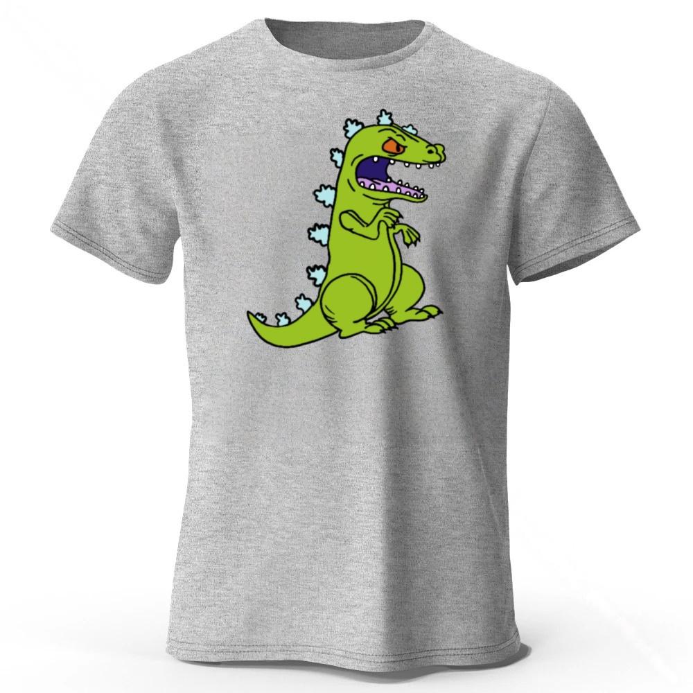 New Angry Dinosaur Pure Cotton Tshirt for Men Loose Large Breathable Sports Short Sleeved Summer Womens Trendy Street Style