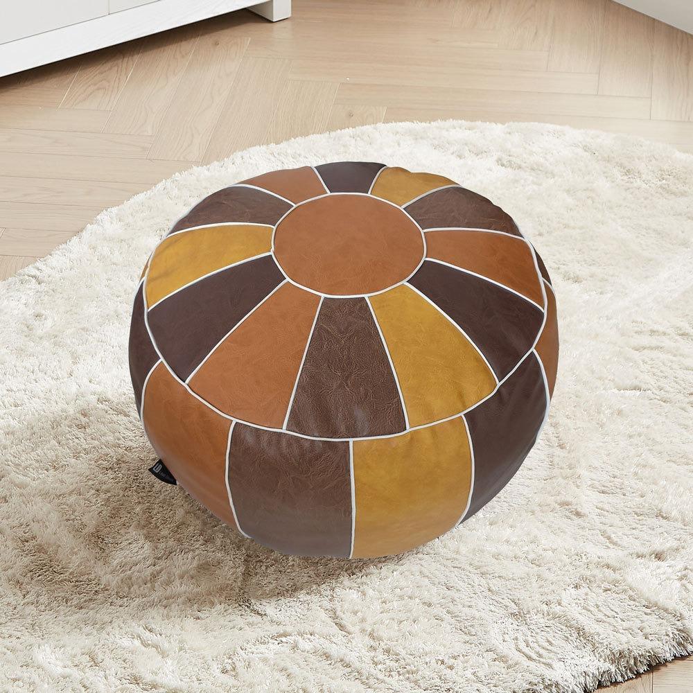Unstuffed PU Leather Storage Pouf Cover Moroccan Style Pouf Cushion Cover Futon Cover Footrest