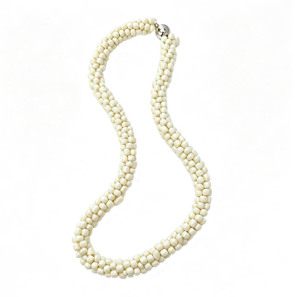 Multi-Layer Beads Women's Necklace Stainless Steel Magnetic Clasp Bohemian Necklace  Party