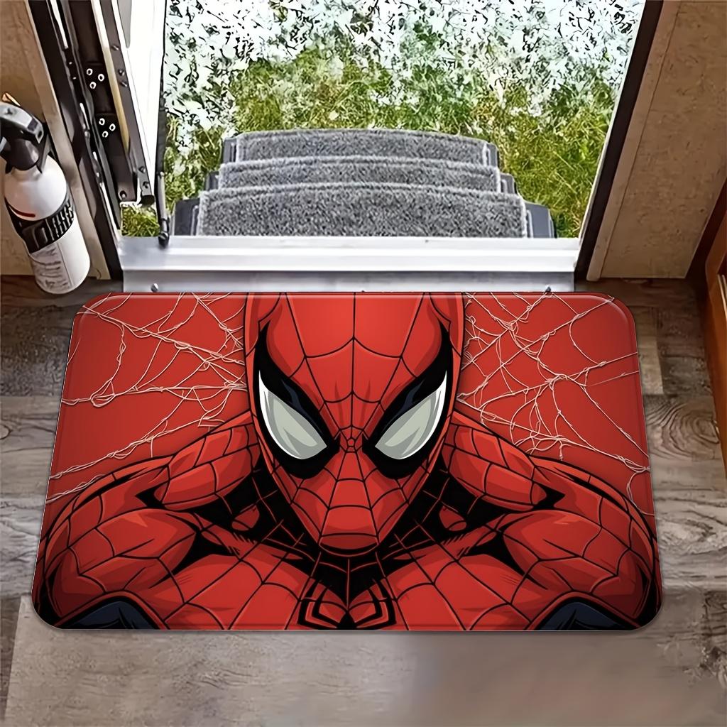 Marvel 1pc Cartoon Print Doormat, Red Suit with Spiderweb Background Pattern, Easy to Clean, Suitable for Home Entrances, Bat