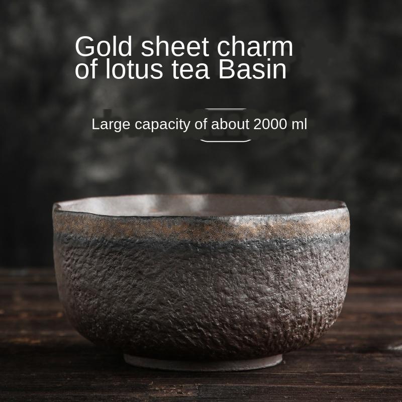 Large Earthenware Cha Xi Japanese Hammer Manual Vintage Bei Xi Bi Xi Kiln Ceramic Gilded Glaze Creative Shui Yu Pottery Tea Wash