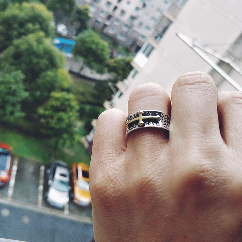 Ретро Кольцо Граффити Крест Для Мужчин Женщин Панк Готика Регулируемое Кольцо Ручной Работы Рок Хип-хоп Унисекс Циркон Аксессуары Мужской Подарок