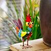 Metal Rooster Decor Colorful Standing Rooster Statue Iron Chicken Yard Art Chicken Figurines Rooster Yard Sculpture for Outdoor