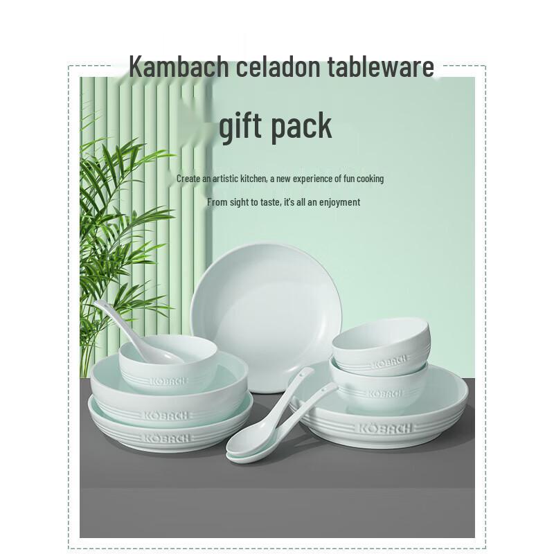 KOBACH 10-Piece Celadon Ceramic Dinnerware Set