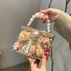 Новая Французская Ретро Металлическая Инкрустированная Алмазами Цветами Жемчугом Овощная Корзина Сумка, Банкетная Алмазная Водяная Корзина, Сумка Через Плечо