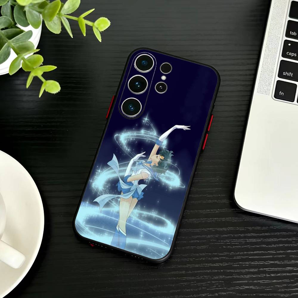 Мультяшный чехол для телефона S-Sailor M-Moon для Samsung S26, S25, S24, S23, S22, S30, S21, Ultra, Plus, FE 5G, Черный, Мягкая крышка