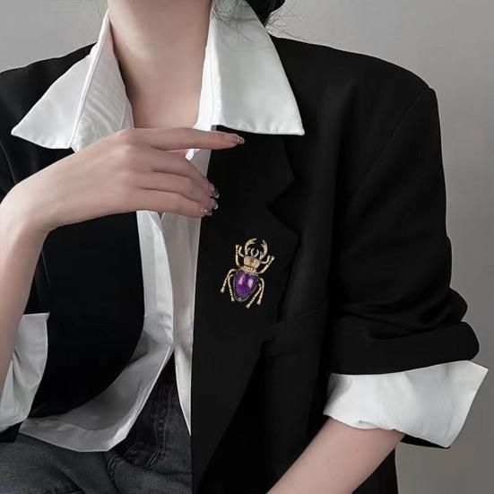 Брошь в форме жука, стразы, эмалированная булавка для пальто, яркий внешний вид, инкрустированный лацкан, сумка, шаль, значок