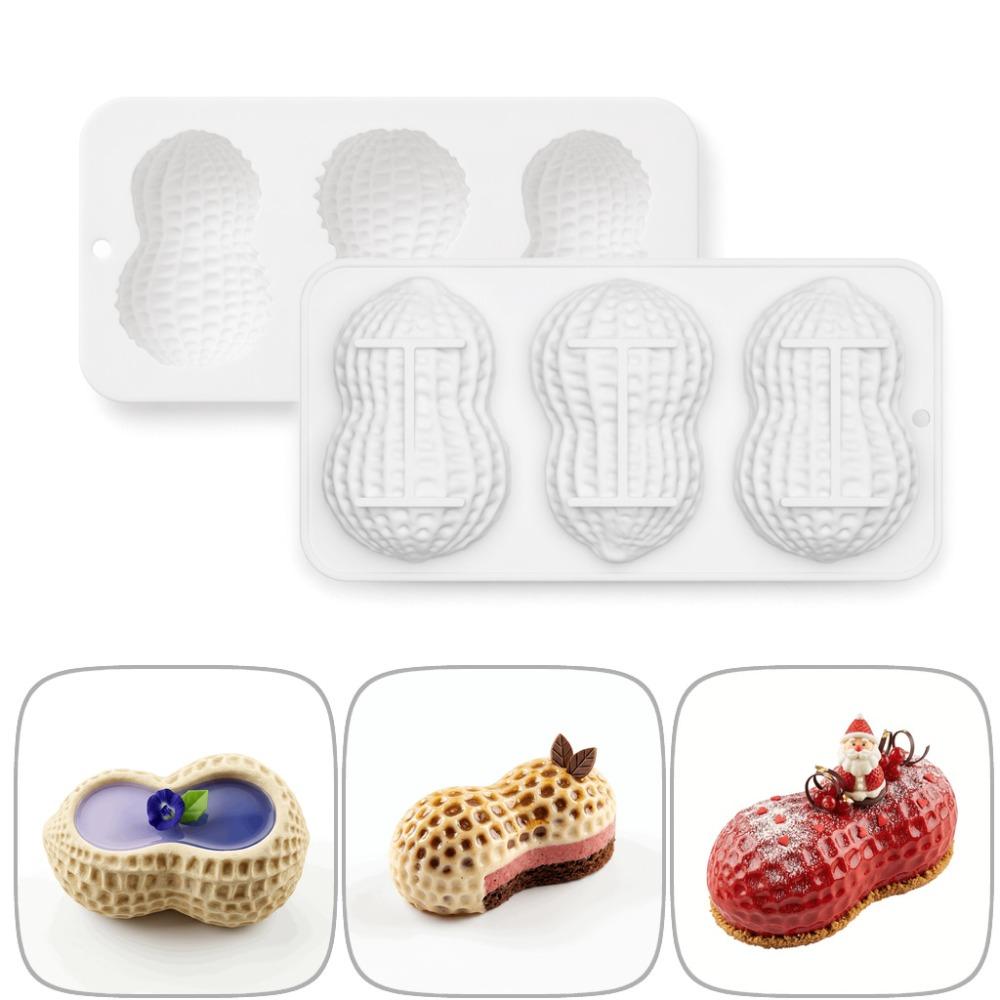 3-Cell Peanut Mousse Cake Mold Peanut Shaped Baking Mold New Chocolate Mold  Baking Tools