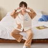 Kids Flannel Pajamas Set Boys Girls Warm Long Sleeve Top And Pants Sleepwear Winter Home Nightwear