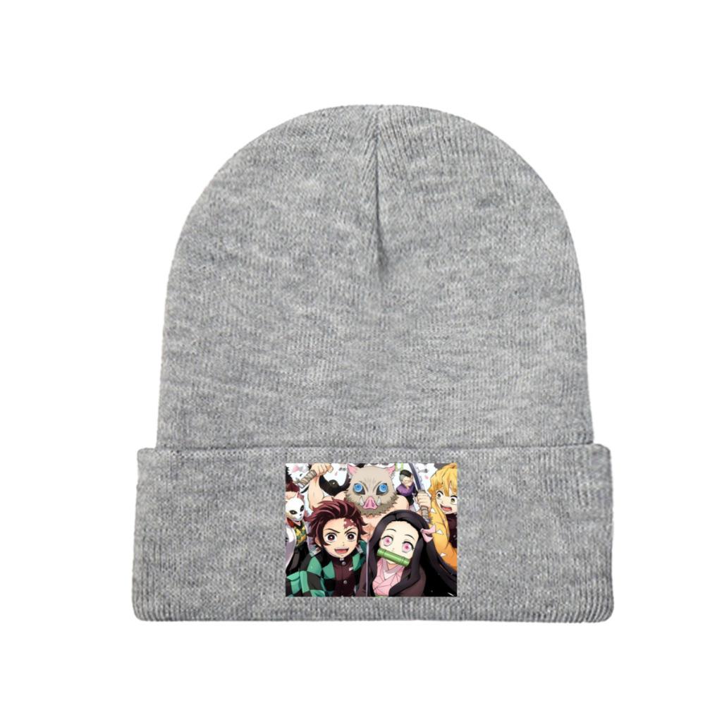 Kimetsu No Yaiba Demon Slayer Knit Hat Beanies Autumn Winter Hat Warm Unisex Hip Hop Manga Japan Samurai Cap Unisex Women Gifts