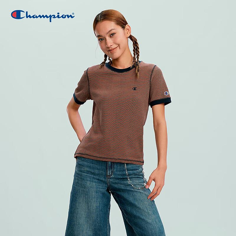 Champion Women's Retro Striped Slim-Fit Embroidered T-Shirt