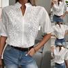 Spring Embroidery Women Blouse Fashion Summer V-neck Lantern Sleeve White Shirt Woman Vintage Cotton Hollow-out Tops