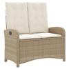Adjustable Garden Bench with Cushions Beige Poly Rattan