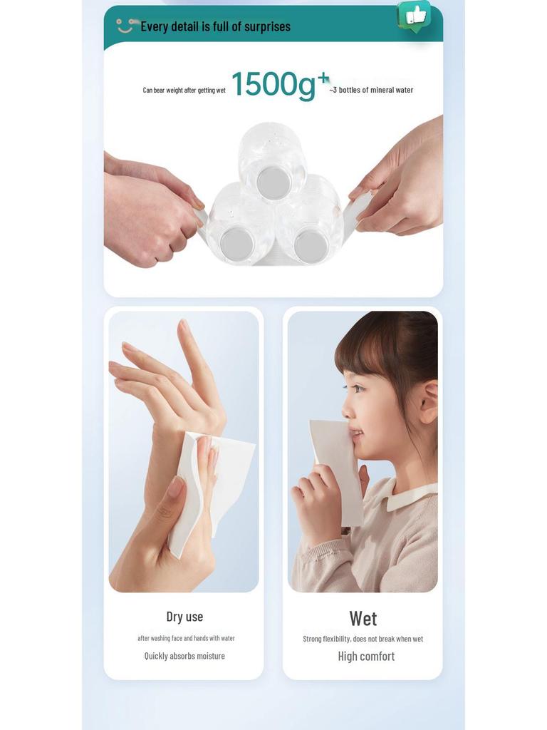 Трехслойные салфетки для лица Pinxuan, 18 штук: Впитывающий, Семейный размер, Прочный и Мягкий; Рисовать или Использовать Влажным