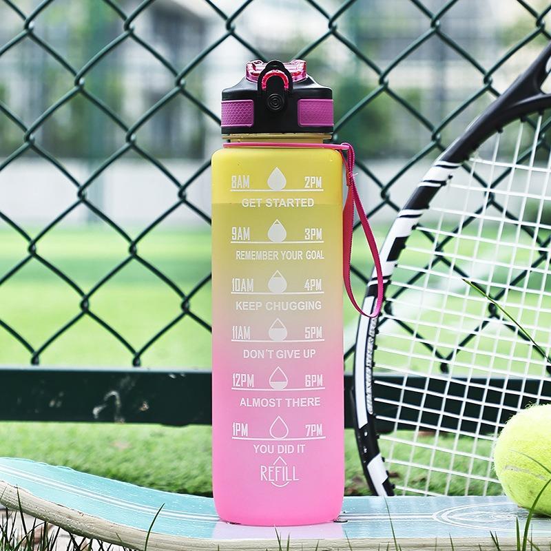 Water Cup Gradient Color Scrub 1000ml Straw Space Cup Summer Men's Sports Kettle Plastic Cup Handy Cup Water Cup
