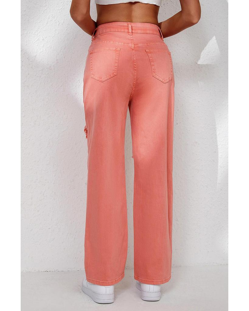 Azura Exchange Ripped Straight Leg Pocket Jeans