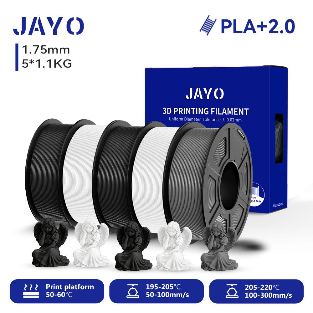 JAYO 5 Rolls 3D Printer PLA/PETG/PLA+/PLA Meta/PLA Matte Filament 1.75mm 3D Printing Materials for 99% 3D FDM Printer & 3D Pen