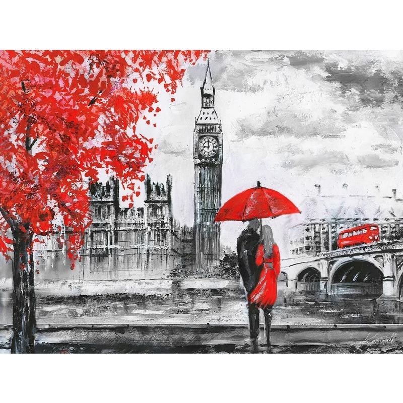 Парижские пары, гуляющие по пейзажу, холст, живопись, современный город, абстракция, Эйфелева башня, акварель, граффити, постер, настенный декор для дома