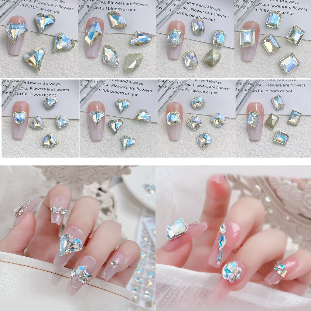 10x Heart Nail Charms Butterfly Nail Art Charms Waterdrop Nail Rhinestones Charms DIY Nail Supplies Manicure Accessories