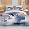 Cute Penguin Bedding 3 Piece Set King Size Double Bed Bedding Set Microfiber or Polyester Duvet Cover Set Kids Bedroom Bed Set