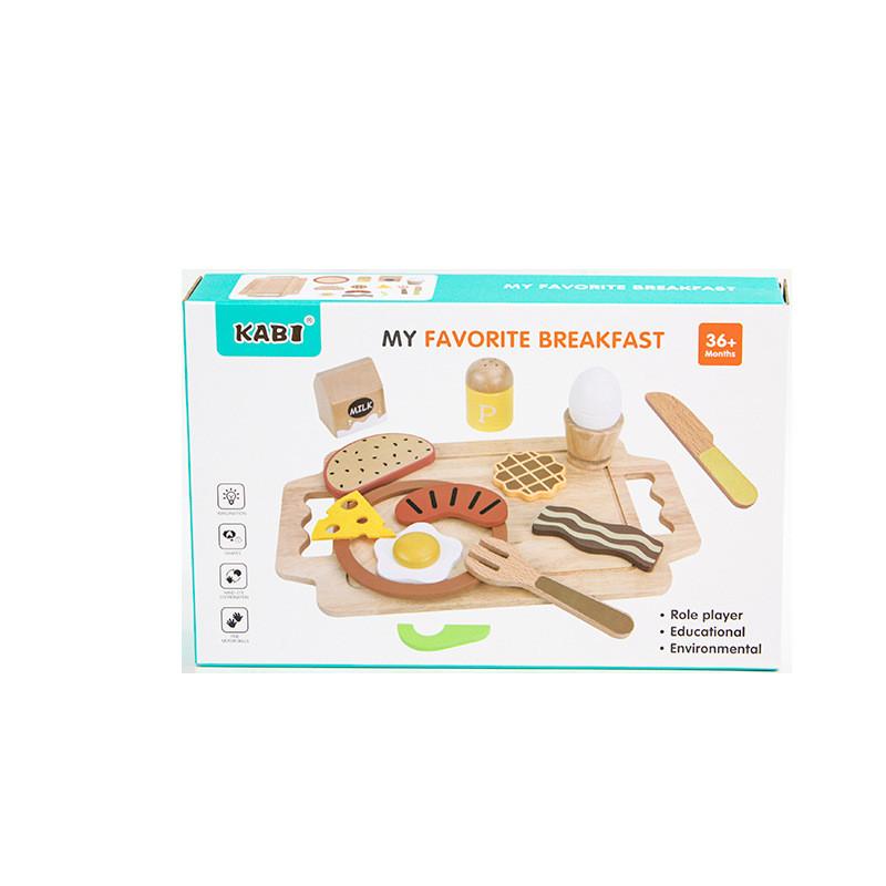 Wooden Role Play Breakfast Set For Kids With Imaginative Cooking And Cognitive Development