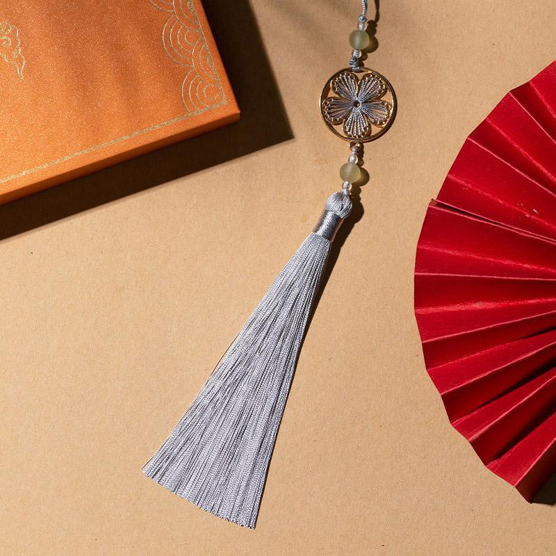 1PC Craft Thousand Leaf Tassel Pendant Polyester Peach Blossom Tassel Beads Charms