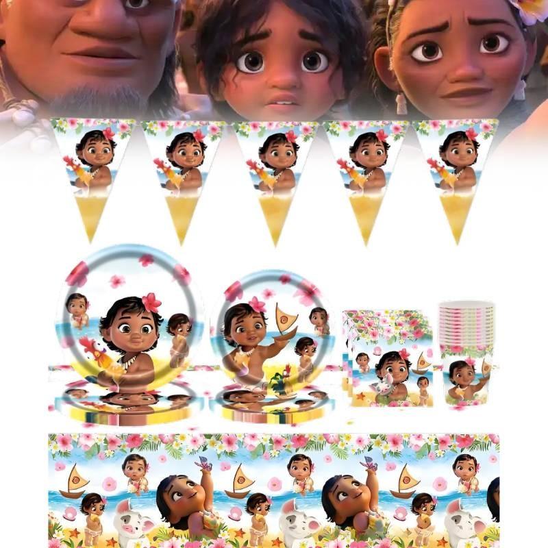 Набор праздничной посуды Моана Тарелки Салфетки Столовые приборы Детские украшения Праздник