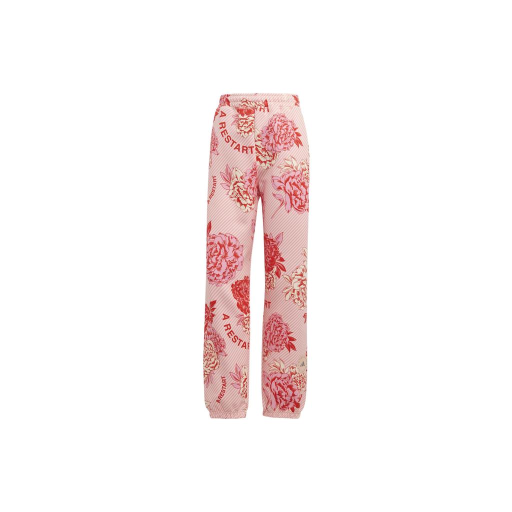 Adidas Originals Trefoil X Stella McCartney Floral Print Joggers With Elastic Waist And Cuffs Women Bottoms Pink HR8081