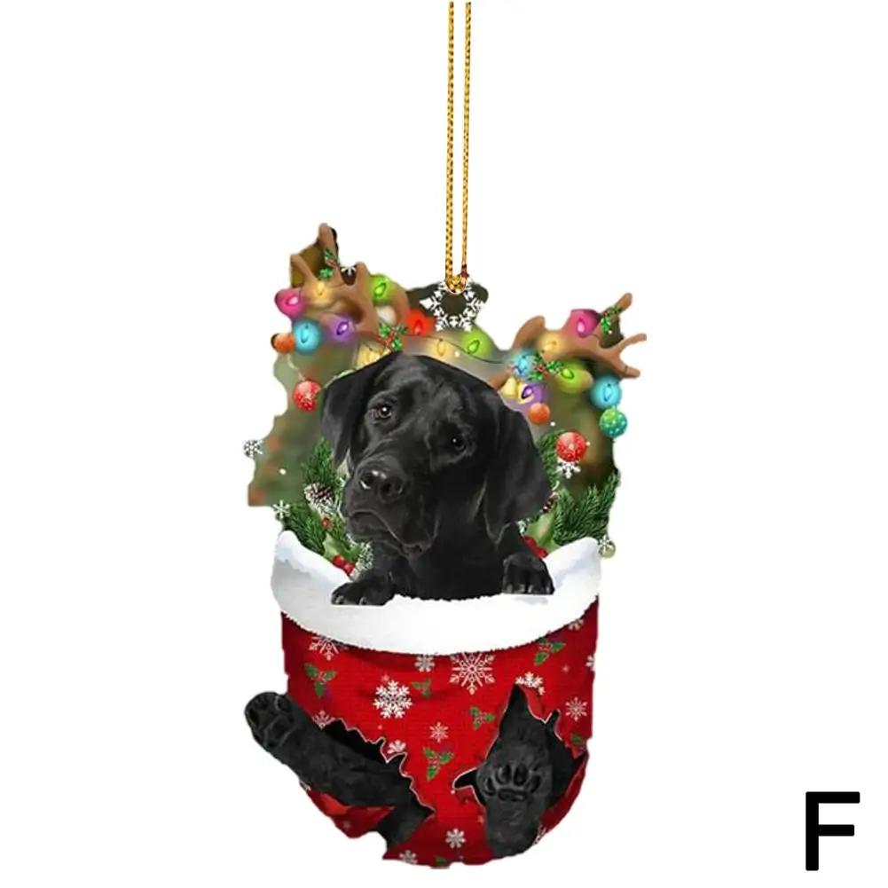 Creative Christmas Tree Pendants Car Interior Decorations Dog Cute Christmas Pendants A Bag New Car Decorations Year In Han H9E6