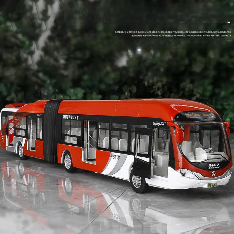 Городской Пекинский Автобус Двухсекционный Автобус Звук и Свет Откидывающаяся Дверь Может Открываться Литая Игрушечная Машинка Модель Подарок B311