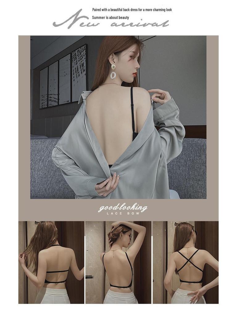 Summer U-shaped Backless Bra for Small-Chested Women with Chest Pads and Thin Style