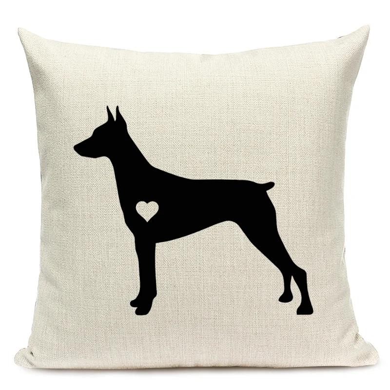 Черно-белый чехол для подушки с изображением животных, таксы, собаки, собаки, волны, сердца, декоративная наволочка для дивана