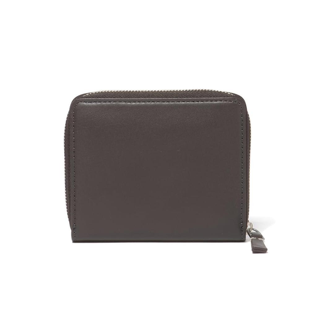 MARGARET HOWELL idea Cesar Round Zipper Bi-Fold Wallet Genuine Leather Compact Purse with Front Pocket Unisex MHLW5GS1