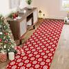 Red Snowflakes Christmas Hallway Runner Rugs Washable Low Pile Non-Slip Door Mat Snowflake Rug for Bedroom Home Decor