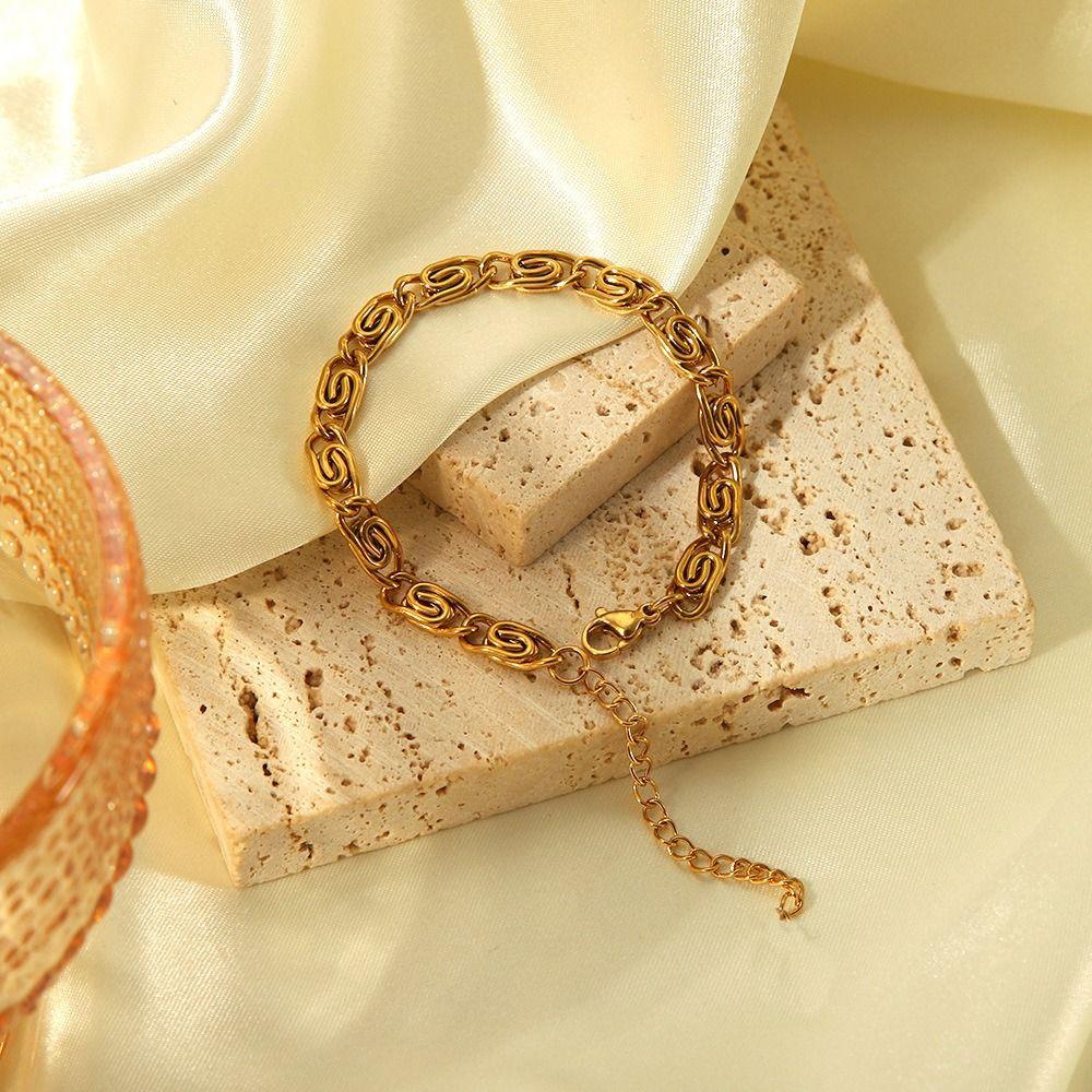 Thin Stainless Steel Bracelet Paper Clip Gold Bracelets Women Geometry Hands Jewelry Gift