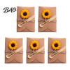 Creative Gift Wrapping Accessories 5Pcs DIY Dried Flower Greeting Cards, Handmade Note Cards with Artificial Flowers, Jute Twine Exquisite Holiday