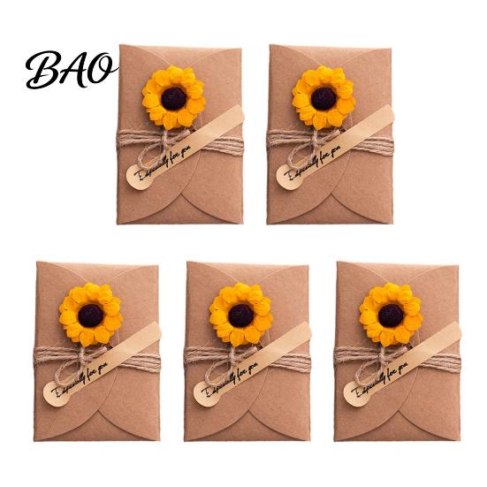 Creative Gift Wrapping Accessories 5Pcs DIY Dried Flower Greeting Cards, Handmade Note Cards with Artificial Flowers, Jute Twine Exquisite Holiday