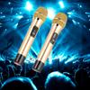 1-to-2 Portable UHF Handheld Wireless Mic Microphone with Mini Bluetooth Receiver Gold