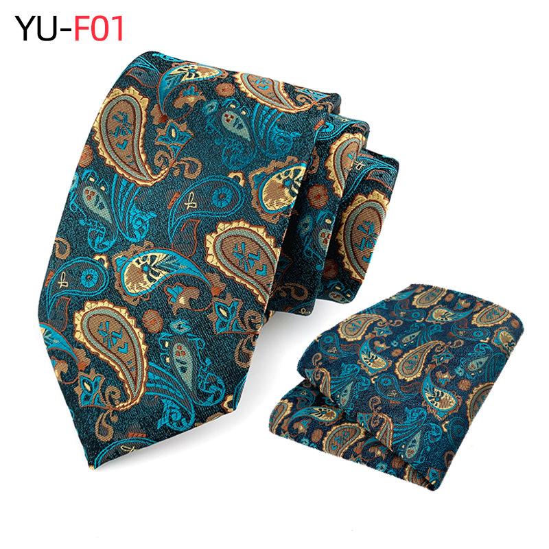 Мужской галстук из двух частей с цветочным принтом, полосатый галстук, деловой модный носовой платок, клетчатый галстук с пейсли