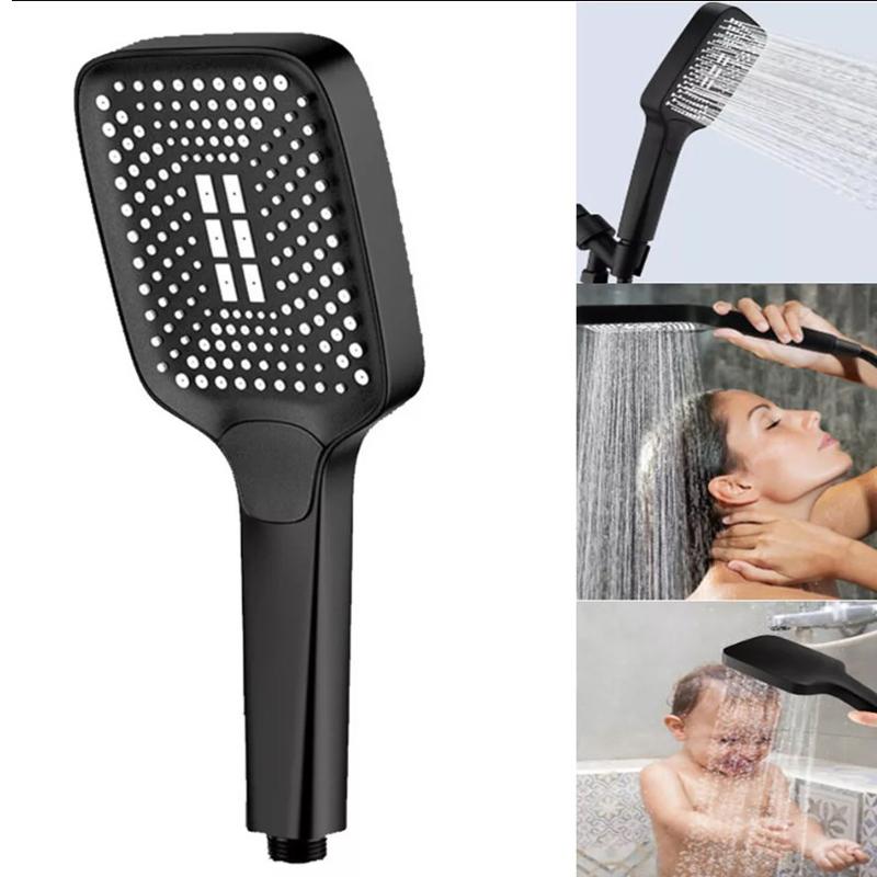 Modern Square Shower Head High Flow 4 Spray Pattern Handheld Shower Universal