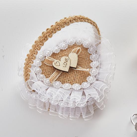 Портативная коробочка для колец в форме сердца с кружевным декором, мягкая пена для свадебных колец