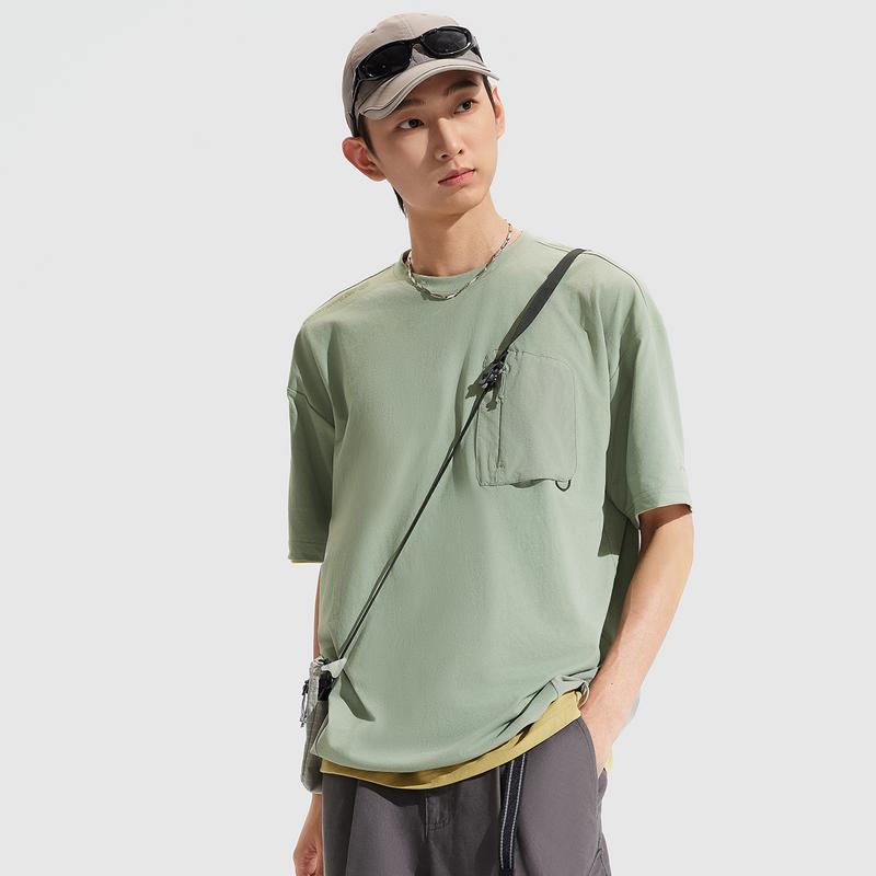 Li Ning CF Дышащая Универсальная Футболка с Коротким Рукавом Свободного Кроя Мужская ATSV637-4